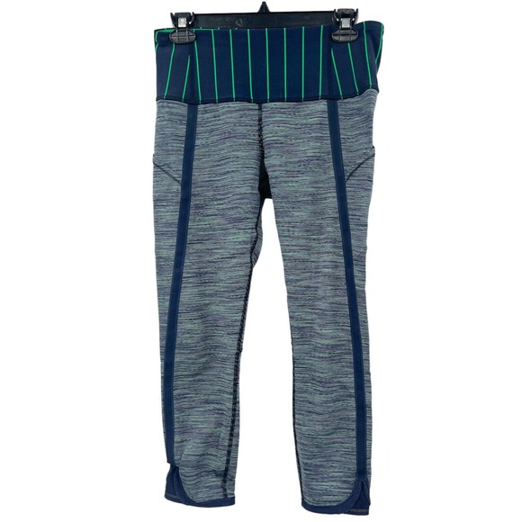 Lululemon Can’t Stop Crop Green Bean Idlewell Leggings Size 8 Zip Waist Pocket - Picture 3 of 6